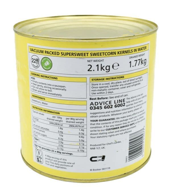 2.1KG Canned Sweetcorn - Bulk Ration Food Storage - Image 2