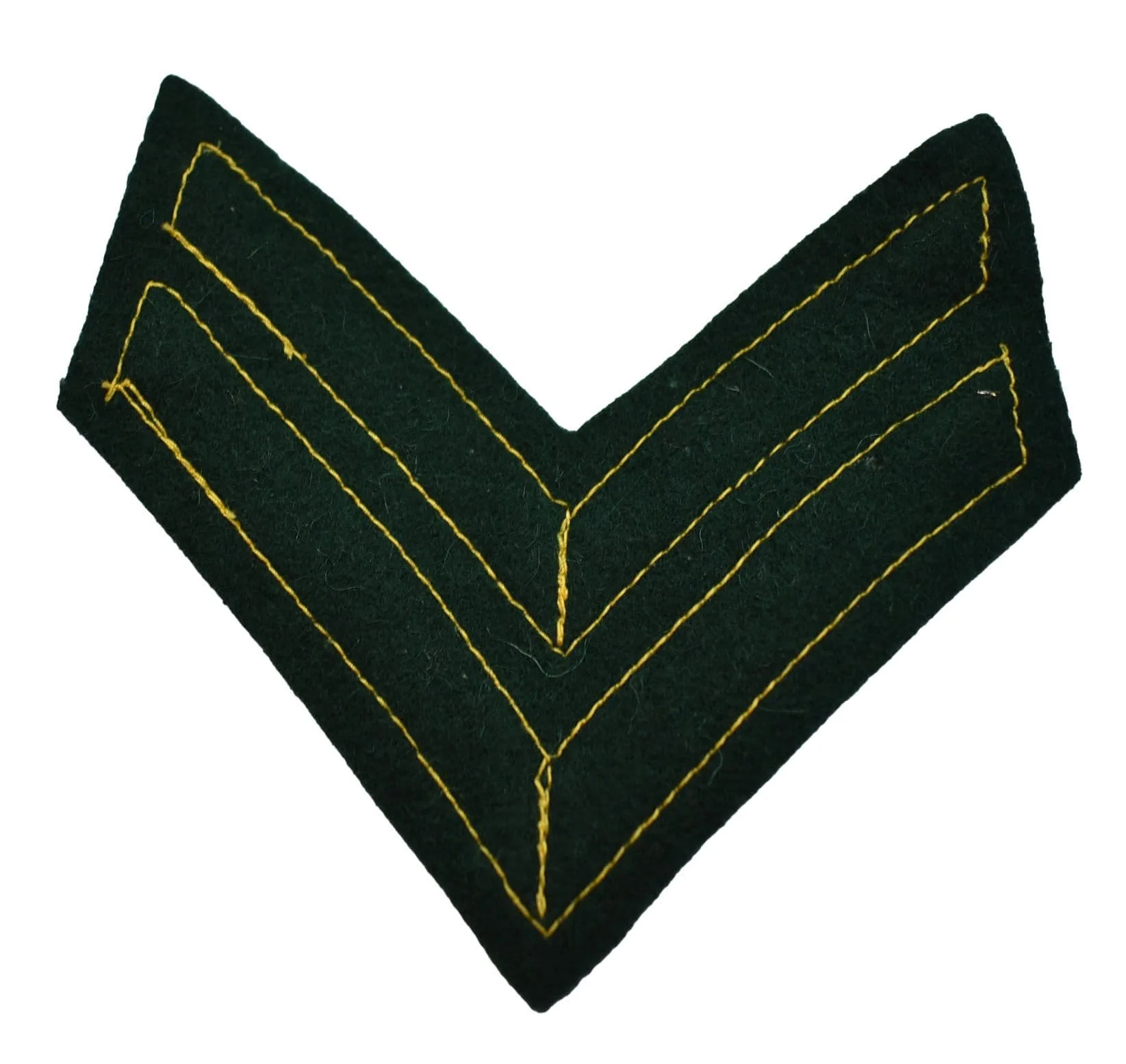 British Military 2 Bar Corporal Chevron Gold On Green Badge - Image 2