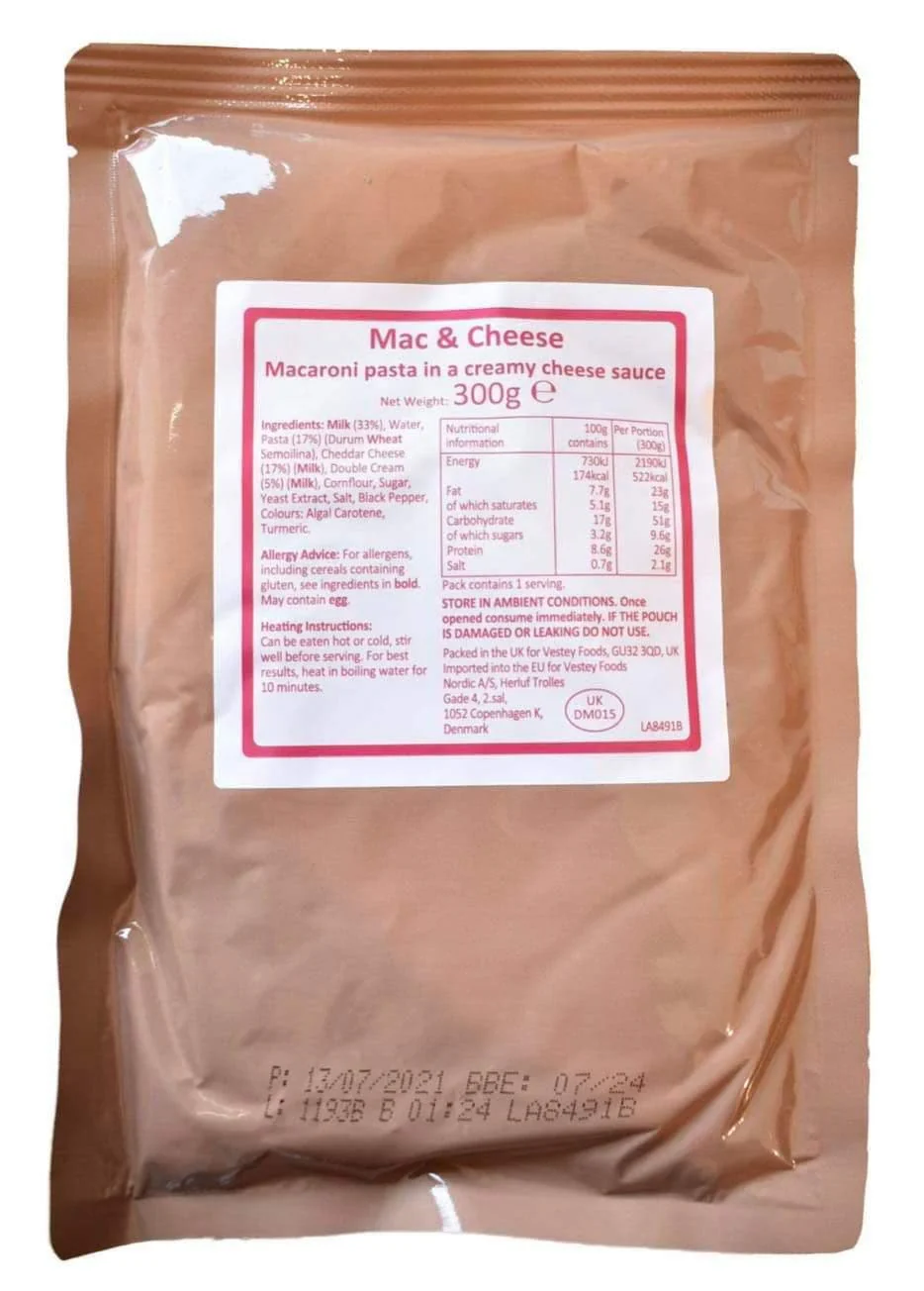 BULK BUY - British Military Ration Main Meal Pouch - Mac & Cheese 300g x 20 - Image 2