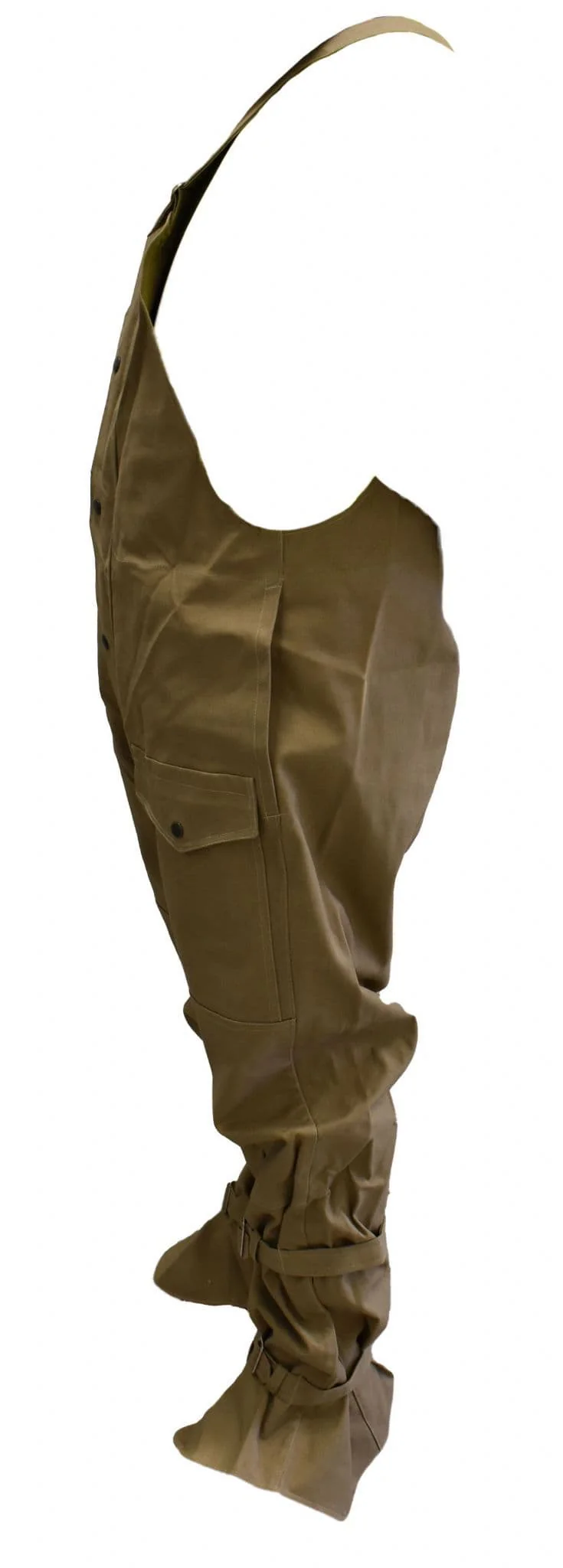 Czech Military Tan Waxed Bib & Brace Cotton Trousers - Image 2