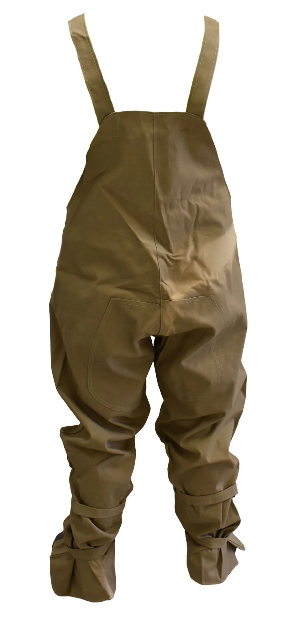 Czech Military Tan Waxed Bib & Brace Cotton Trousers - Image 3
