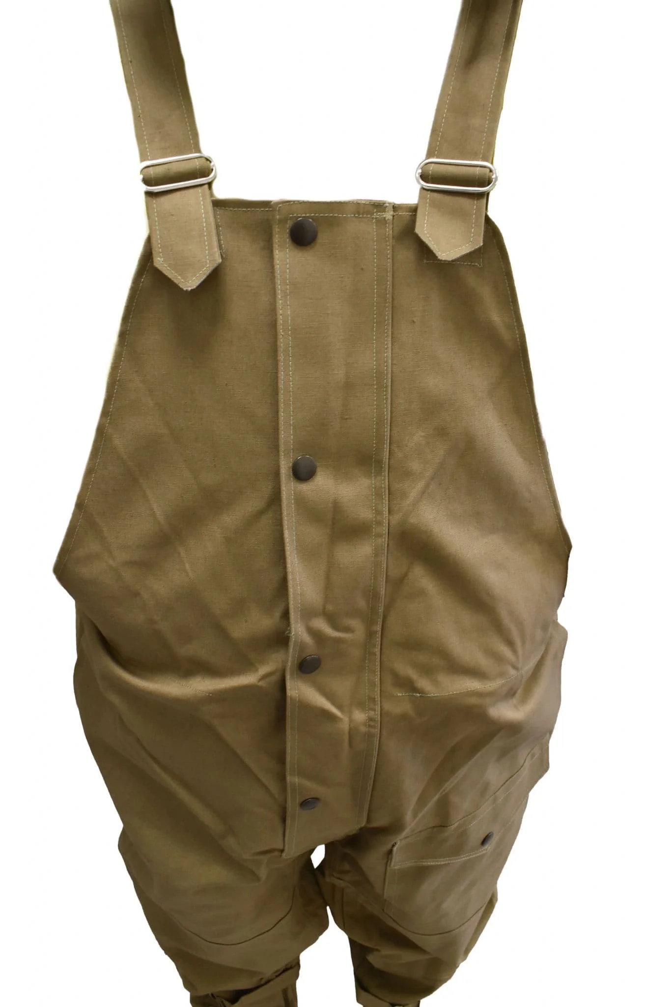 Czech Military Tan Waxed Bib & Brace Cotton Trousers - Image 4