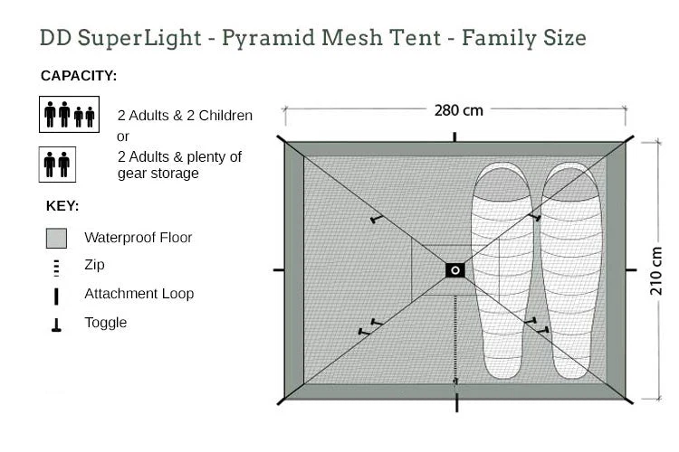 DD Hammocks SuperLight Pyramid Mesh Tent - Family Size - Image 9