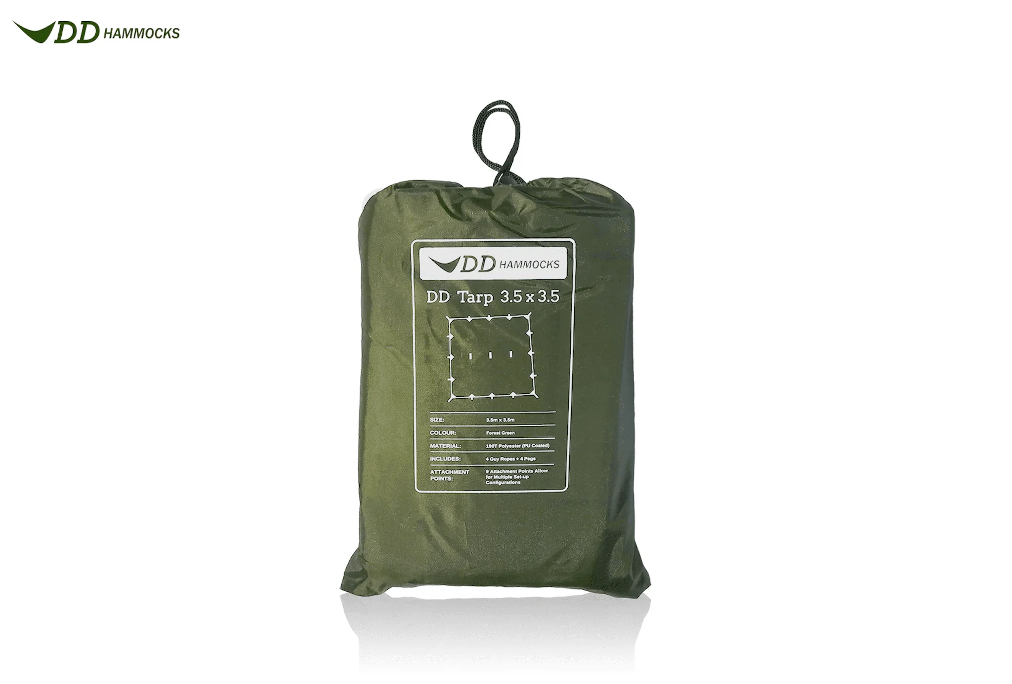 DD Hammocks Tarp 3.5 x 3.5m - Forest Green - Image 2