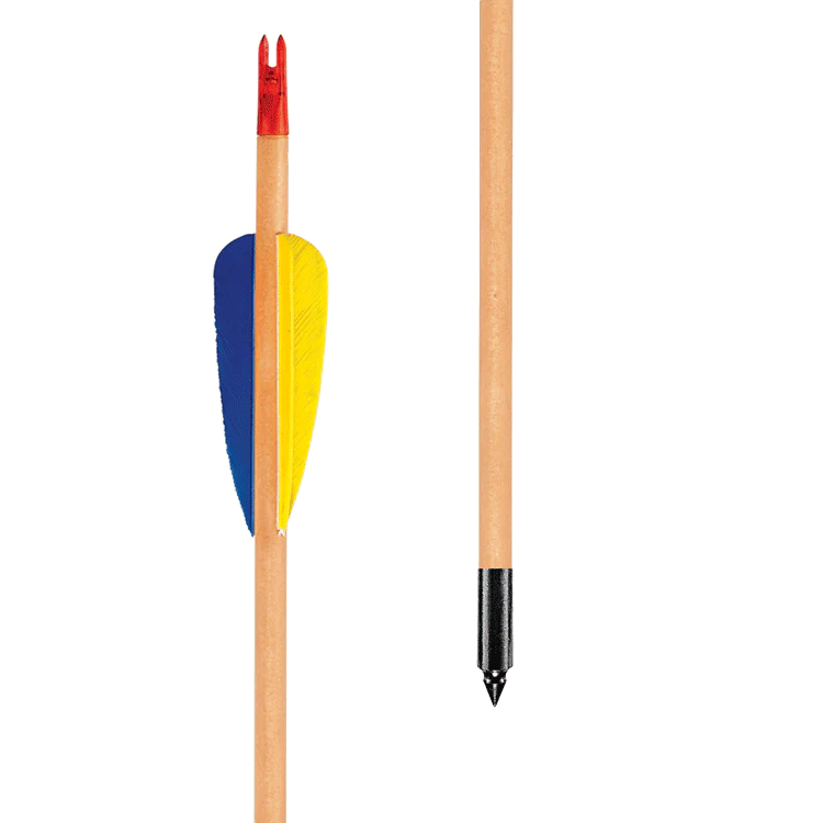 EK Archery Black Point Natural Wooden Feather Arrows 30" - Pack Of 3