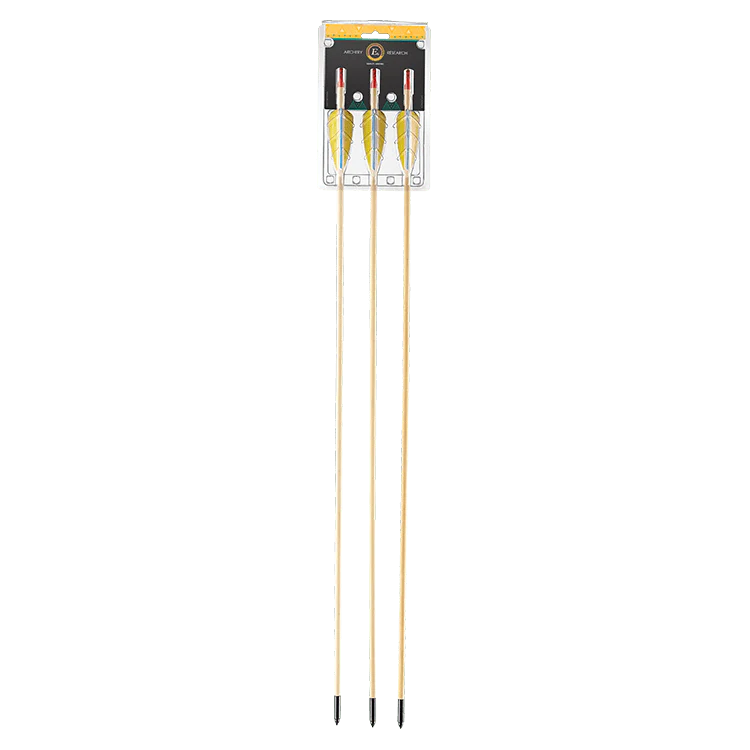 EK Archery Black Point Natural Wooden Feather Arrows 32" - Pack Of 3 - Image 3