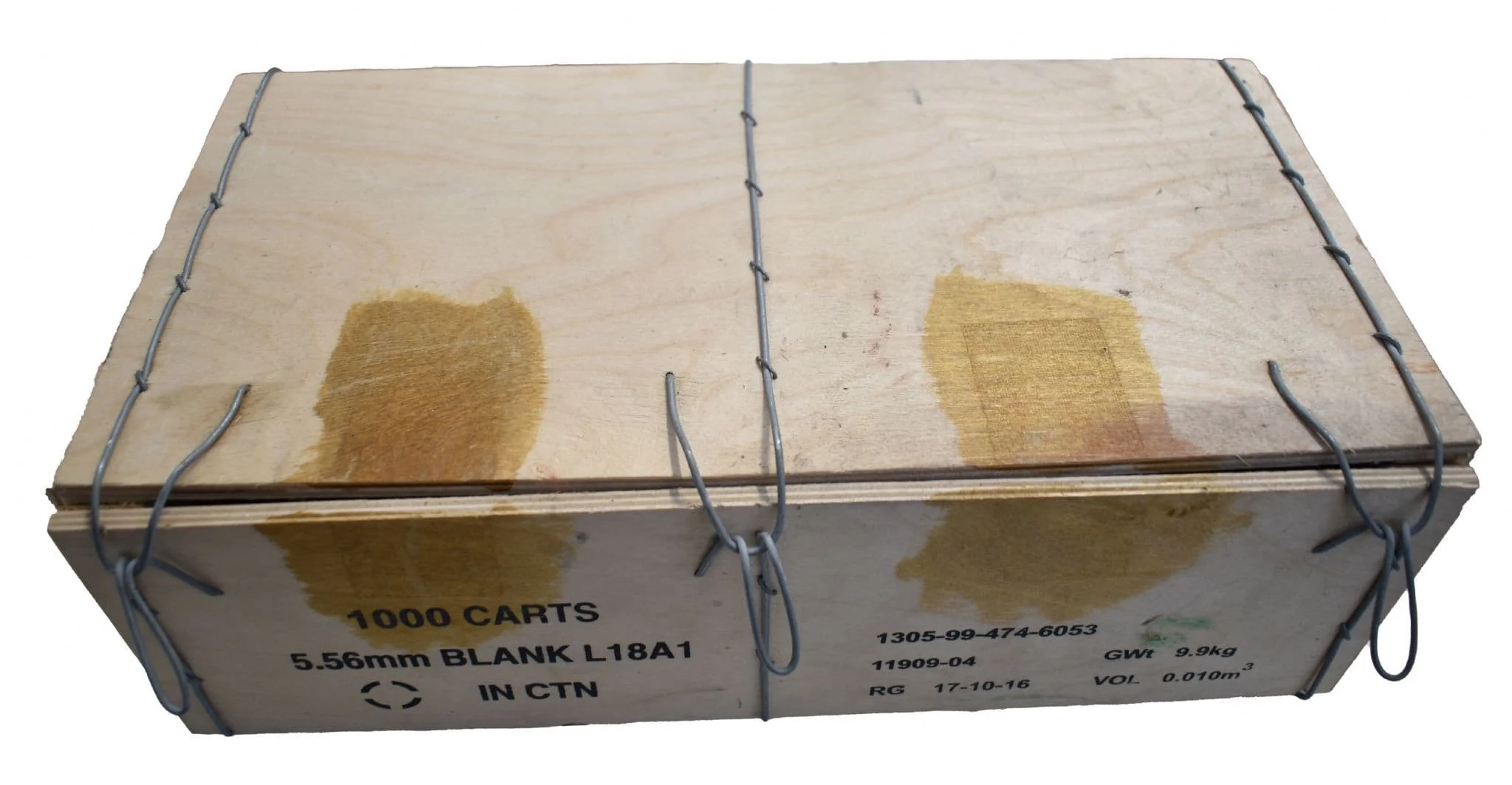 Ex Military 5.56 Blank Round Wooden Ammo Crate - Grade 1 - Image 2