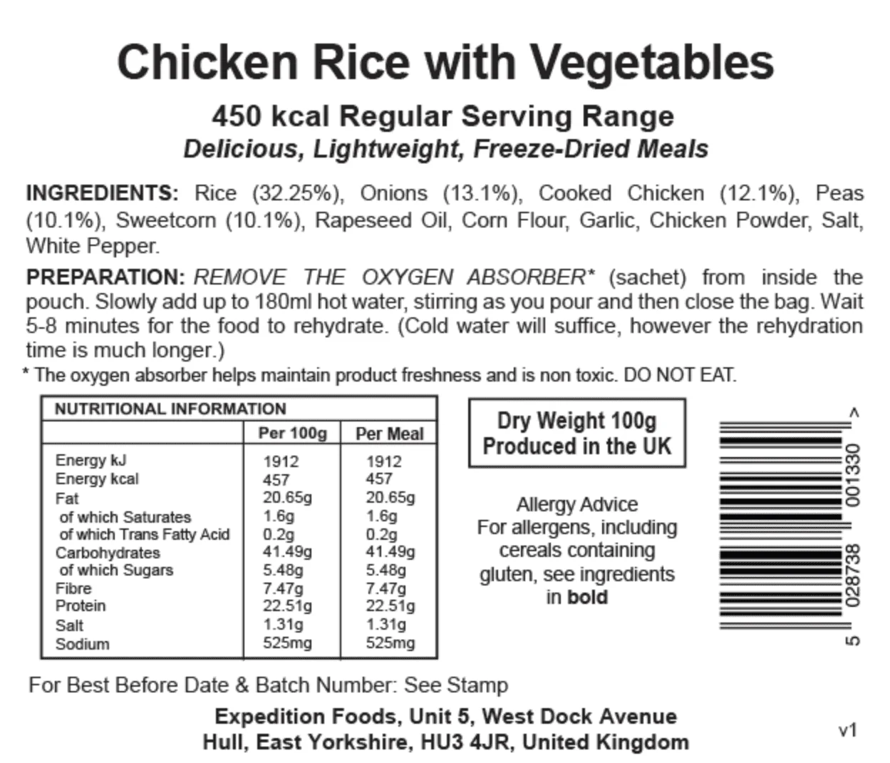 Expedition Foods Freeze Dried Meal Pouch - Chicken Rice With Vegetables - Various Sizes - Image 6