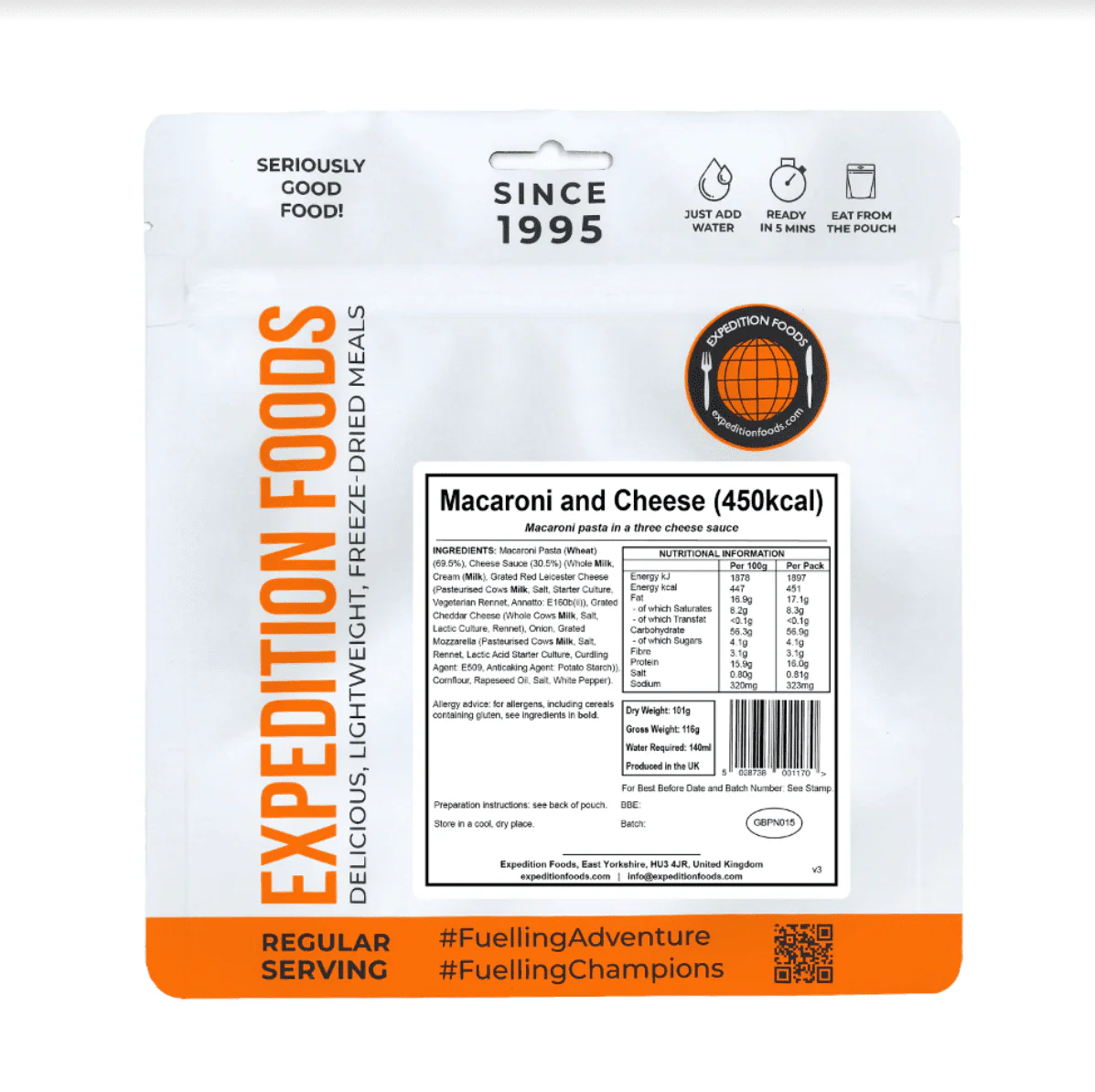 Expedition Foods Freeze Dried Meal Pouch - Macaroni And Cheese - Various Sizes - Image 3