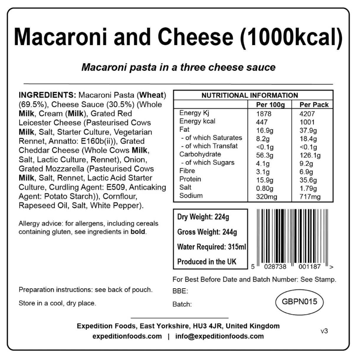 Expedition Foods Freeze Dried Meal Pouch - Macaroni And Cheese - Various Sizes - Image 4