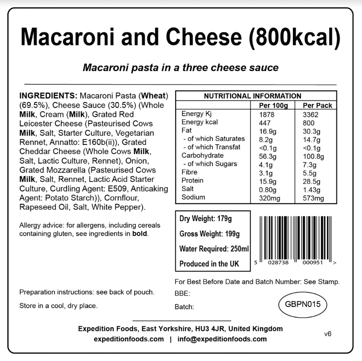 Expedition Foods Freeze Dried Meal Pouch - Macaroni And Cheese - Various Sizes - Image 5