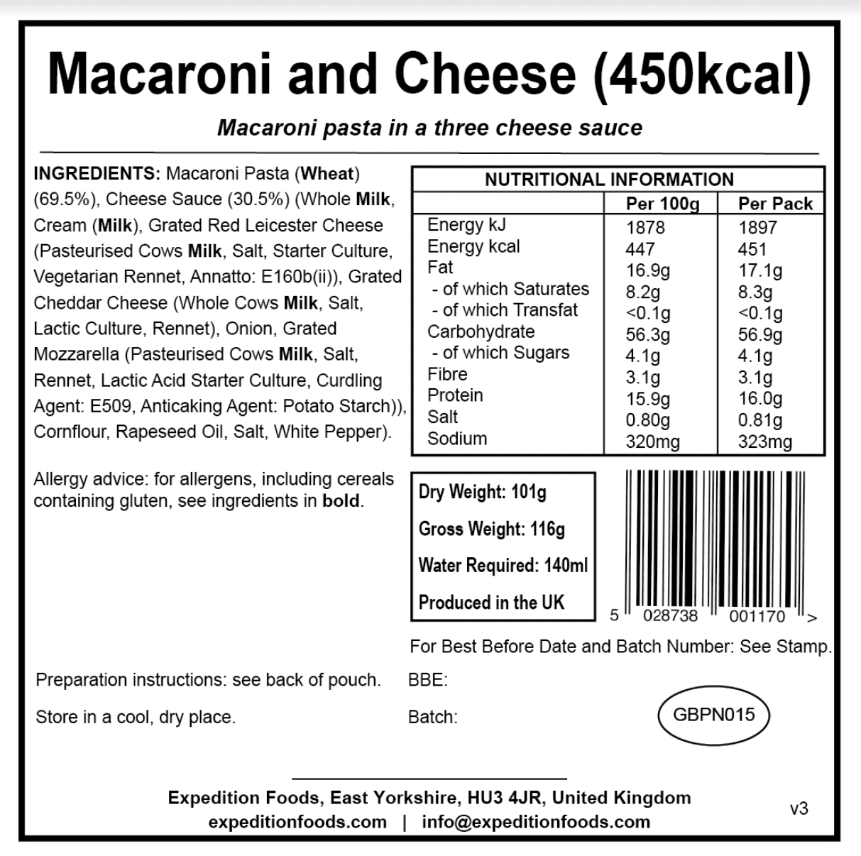 Expedition Foods Freeze Dried Meal Pouch - Macaroni And Cheese - Various Sizes - Image 6
