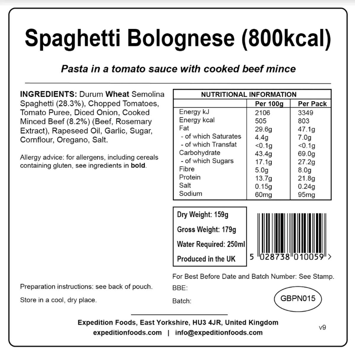 Expedition Foods Freeze Dried Meal Pouch - Spaghetti Bolognese - Various Sizes - Image 5