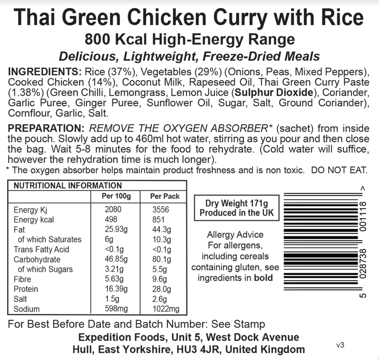 Expedition Foods Freeze Dried Meal Pouch - Thai Green Chicken Curry With Rice - Various Sizes - Image 5