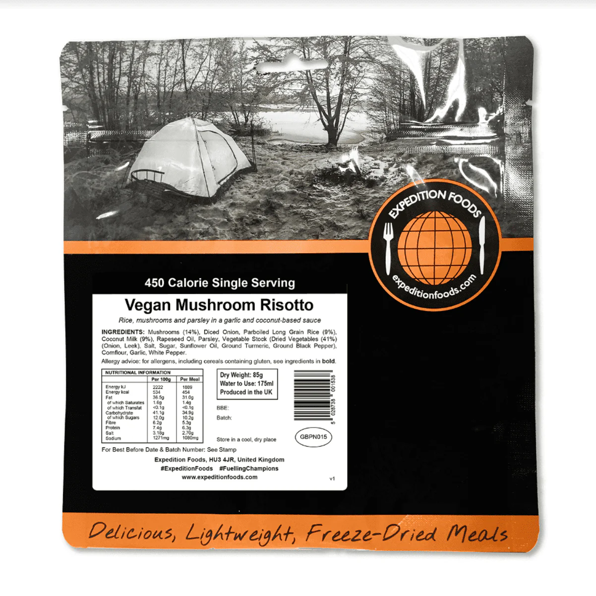 Expedition Foods Freeze Dried Meal Pouch - Vegan Mushroom Risotto - Various Sizes - Image 3