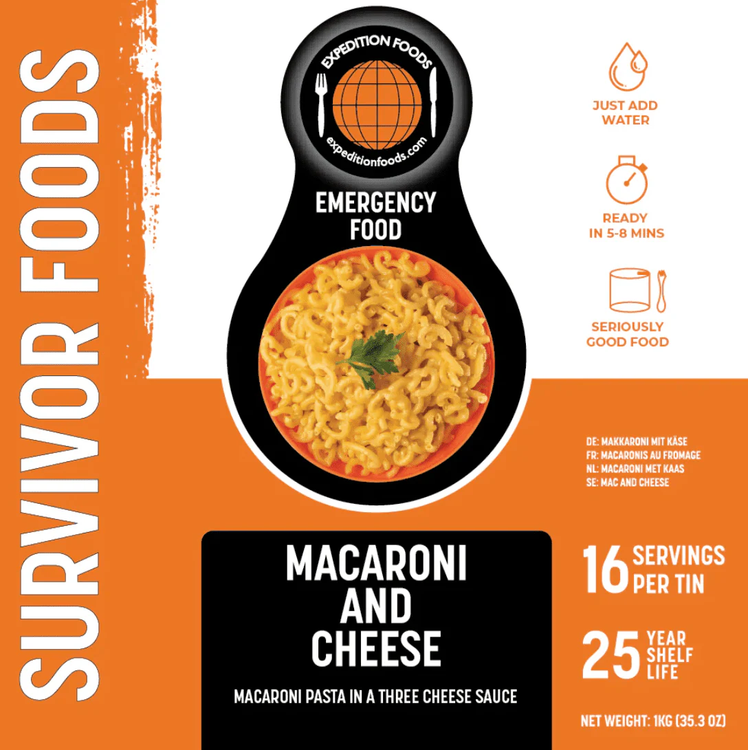 Expedition Foods Freeze Dried Meal Tin Macaroni & Cheese - 16 Servings - Image 3