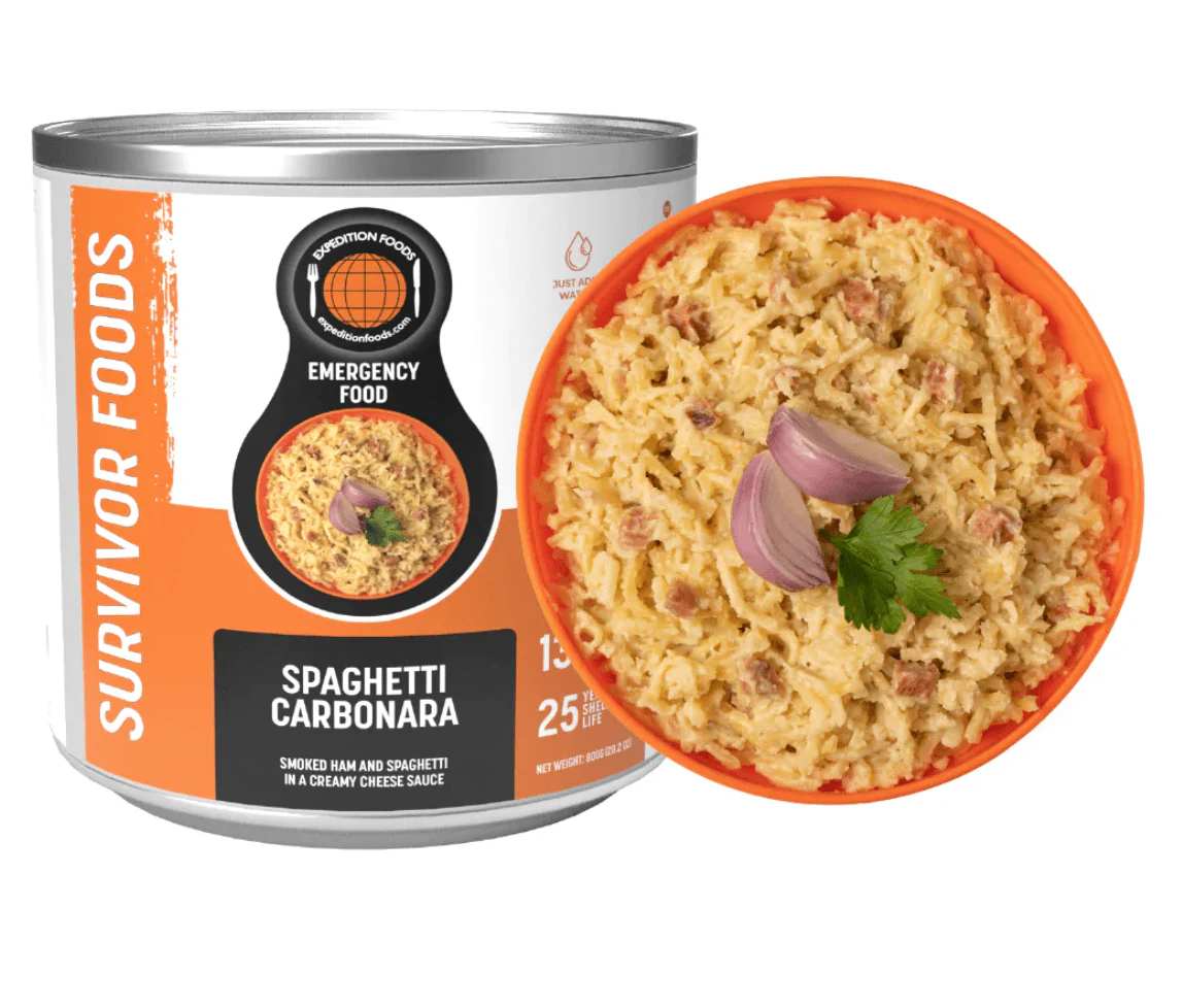 Expedition Foods Freeze Dried Meal Tin Spaghetti Carbonara - 13 Servings - Image 3