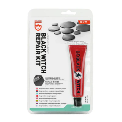 Gear Aid Black Witch Neoprene Repair Kit with Aquasure Adhesive and Pre-Cut Patches