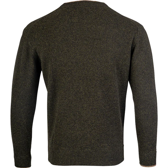 Jack Pyke Ashcombe 100% Lambswool Crewknit - Dark Olive - Image 2