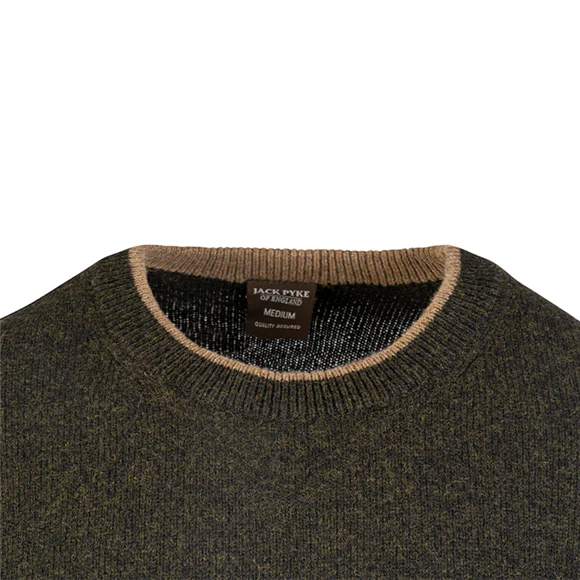Jack Pyke Ashcombe 100% Lambswool Crewknit - Dark Olive - Image 4