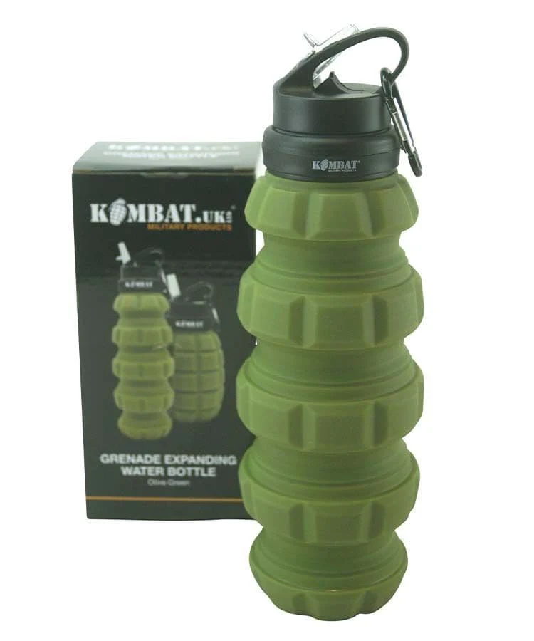 Kombat UK Grenade Expanding Water Bottle - Olive Green - Image 4