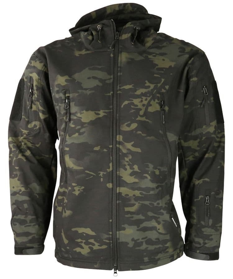 Kombat UK Patriot Tactical Soft Shell Jacket in BTP Black Camo - Image 2