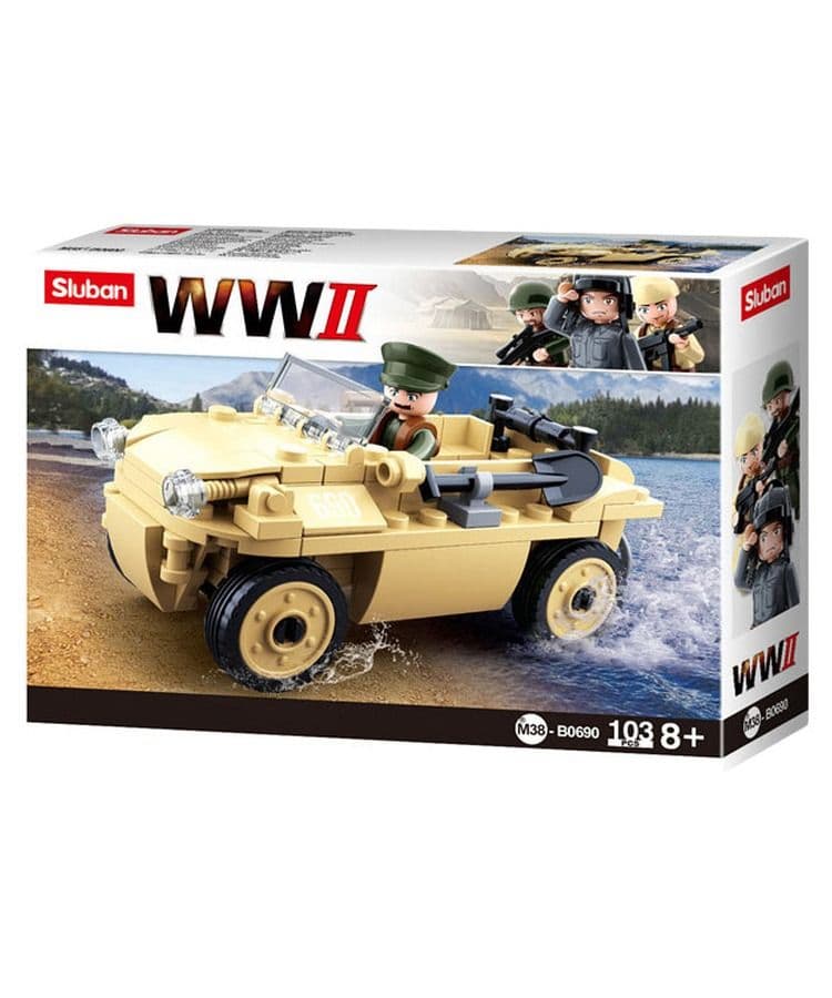 Kombat UK Sluban WWII German Amphibious Tub Car Building Blocks Set - B0690 - Image 2
