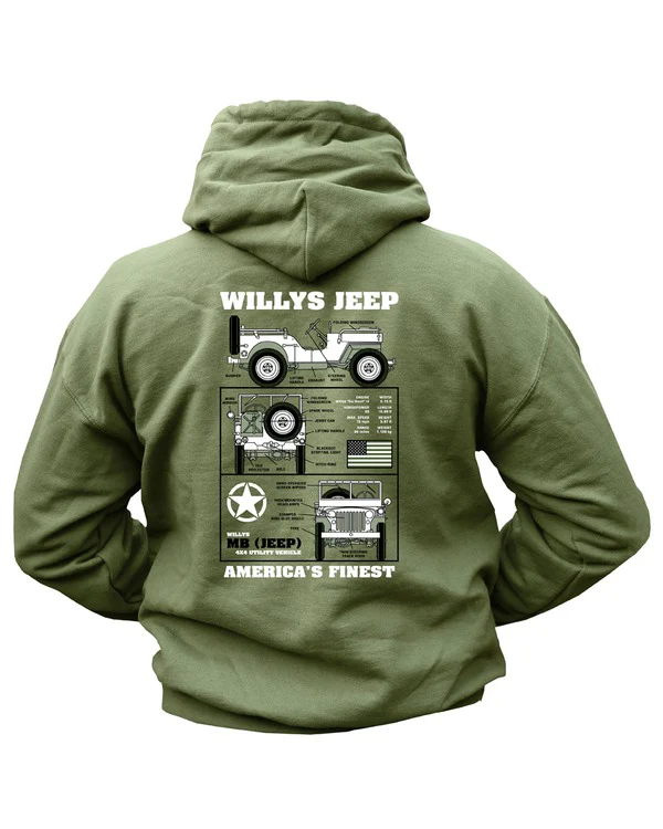 Kombat UK Willys Jeep Hoodie - Olive Green (New Design) - Image 2