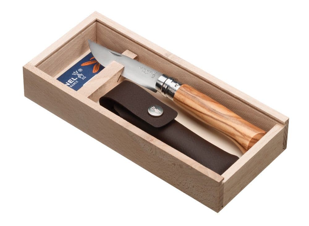 Opinel N°08 Olive Classic Originals Knife with Sheath Gift Set - Image 3