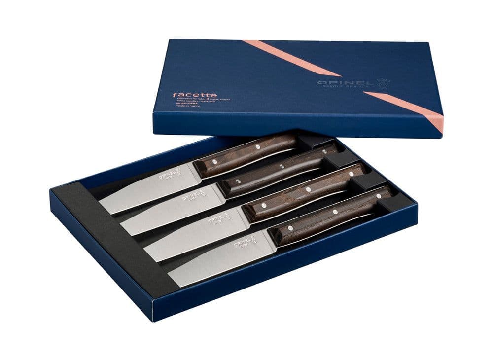 Opinel Set of 4 Dark Ash Facette Table Knives - Image 3