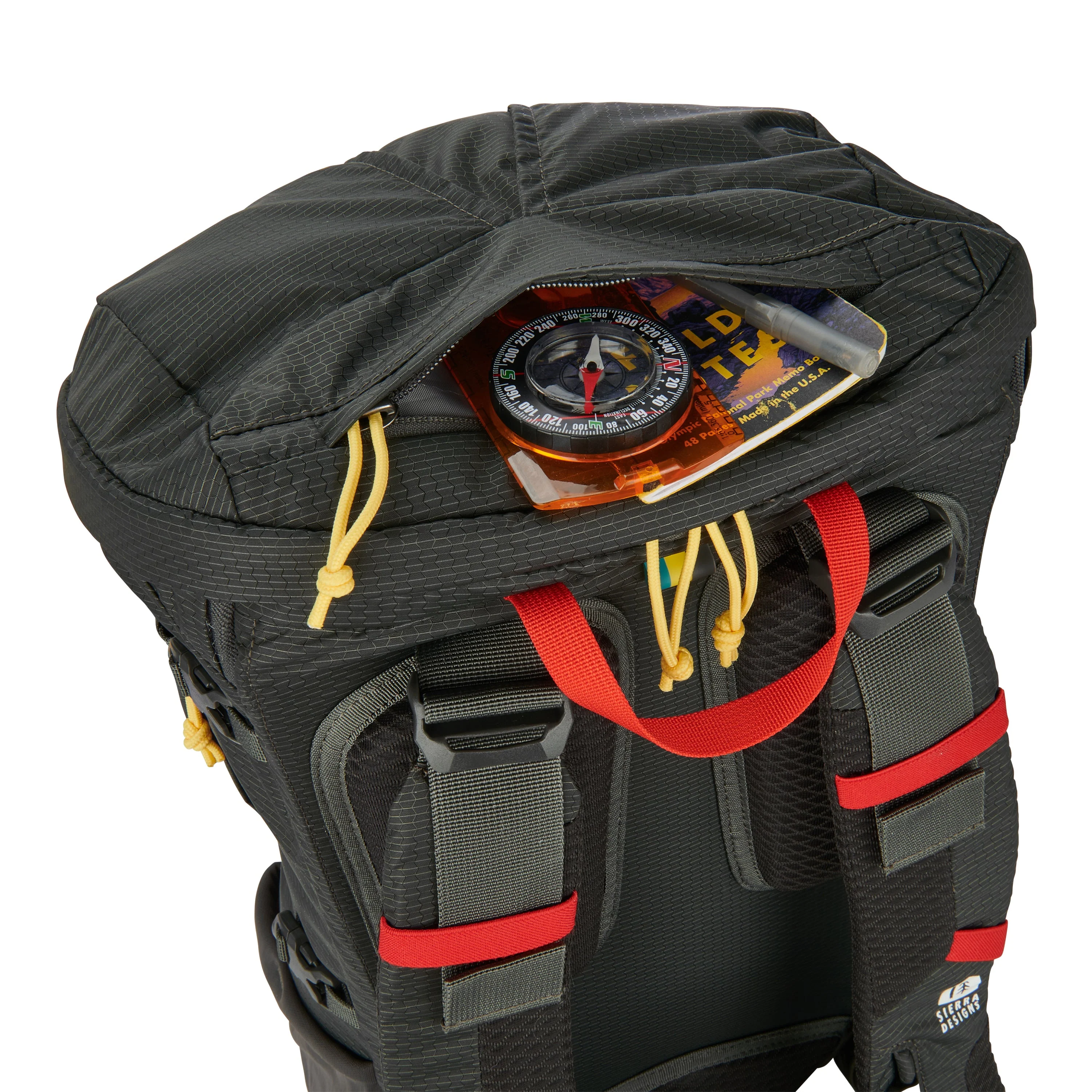 Sierra Designs Flex Hike 20L-30L Backpack Bag - Peat/Fiery Red - Image 16
