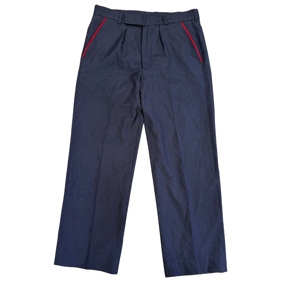 Vintage Royal Mail Navy Trousers with Red Stripe Pocket Detail