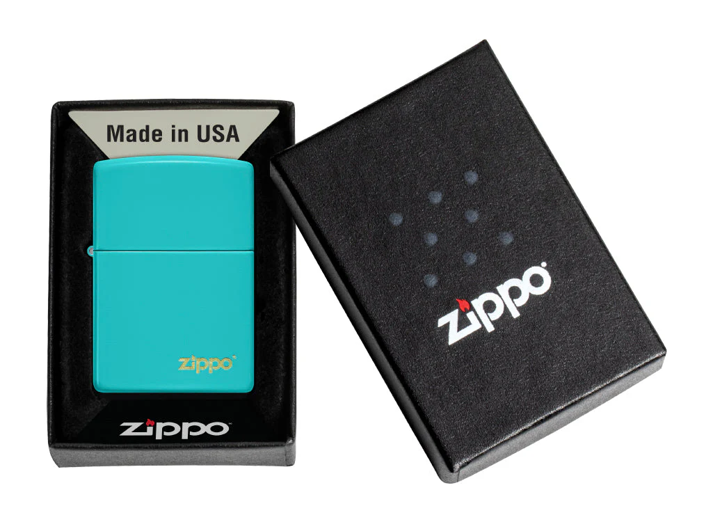 Zippo Flat Turquoise Lighter with Zippo Logo - Image 3